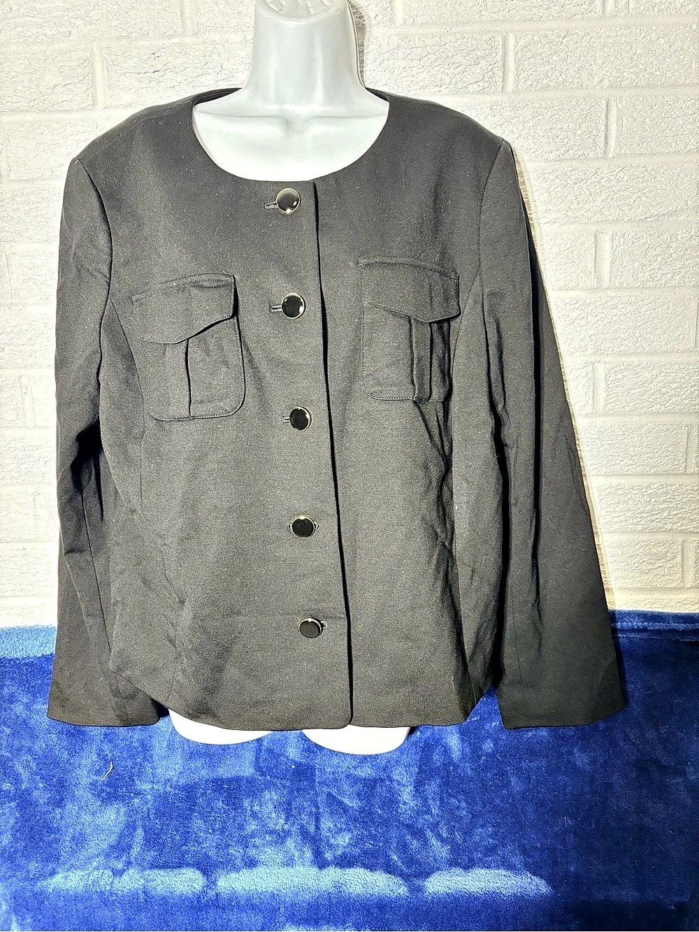 Talbots Luxe Ponte Collarless Jacket Black Size 18